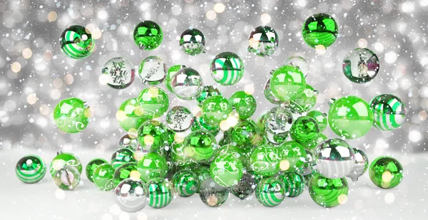 Bola de Navidad verde y blanco 3D renderizado —  Fotos de Stock