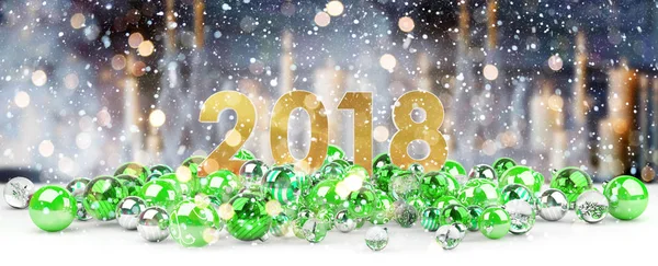 2018 Nouvel An avec Noël boules rendu 3D — Photo