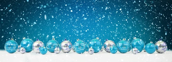 Bola de Navidad azul y blanca alineada 3D renderizado —  Fotos de Stock