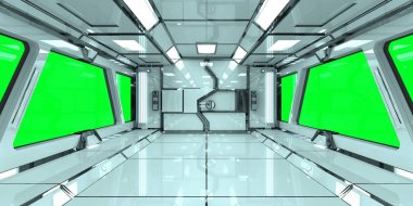 Uzay gemisi parlak iç 3d render ile