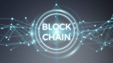 Blockchain bağlantı arka plan 3d render