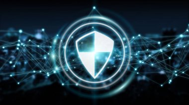 Modern dijital veri virüsten koruma 3d render kalkan