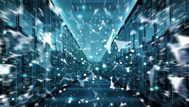 Sunucu odası Merkezi Cyber veriler 3B oluşturmayı alışverişi