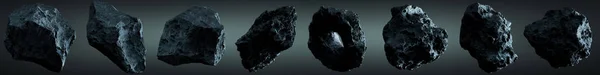 Donkere rock asteroïde pack 3D-rendering — Stockfoto