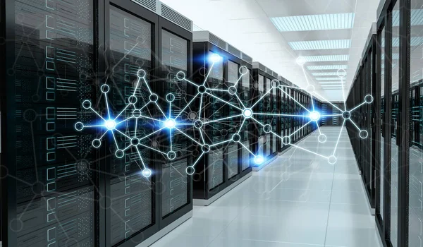 Server Room Center Austausch von Cyber-Daten 3D-Rendering — Stockfoto