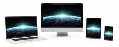 Modern dijital gümüş teknik cihaz 3d render