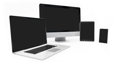 Modern dijital gümüş teknik cihaz 3d render