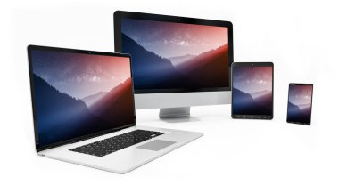 Modern dijital gümüş teknik cihaz 3d render