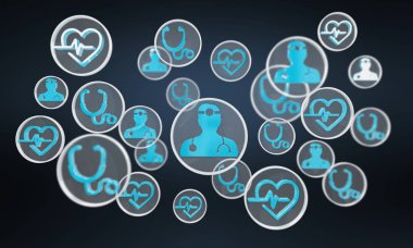 Modern tıbbi arayüz simgeleri 3d render ile