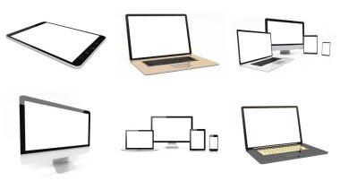 Modern dijital gümüş teknik aygıtı paketi 3d render