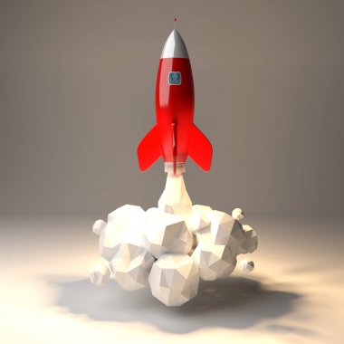 Modern dijital roket 3D render başlatılması