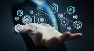 Bir siber saldırı 3d render engellemek için antivirus istimal iş adamı