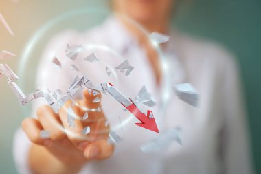 İşkadını kırık kriz ok 3d render ile