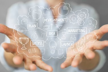 Onun han ile el yazması proje sunum kullanarak iş kadını