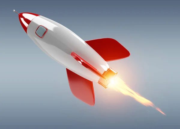 Isolerade moderna digitala raket 3d-rendering — Stockfoto