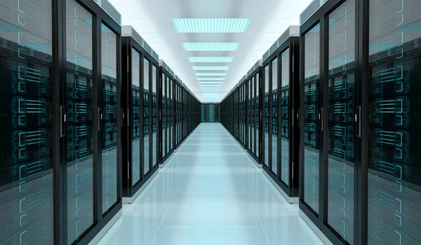 Server rum datacenter interiör 3d-rendering — Stockfoto