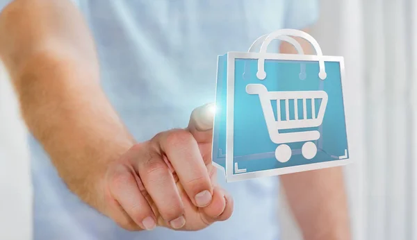 Geschäftsmann mit digitalen Shopping-Icons 3D-Rendering — Stockfoto