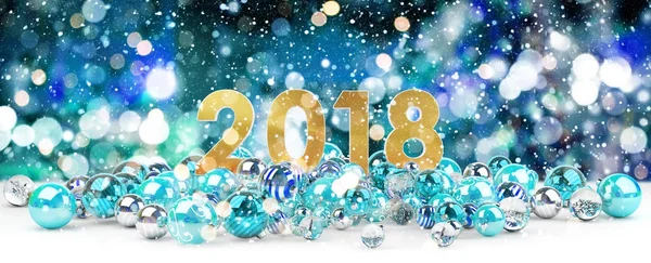 2018 new year eve with christmas baubles 3D rendering