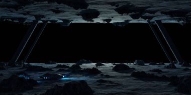 Astronotlar bir asteroit uzay gemisi 3d işleme öğeleri keşfetmek