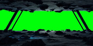 Astronotlar bir asteroit uzay gemisi 3d işleme öğeleri keşfetmek