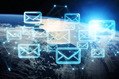 E-posta alışverişi Planet Earth 3d render