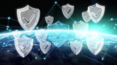 Siber Güvenlik Planet Earth 3d render
