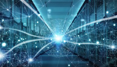 Sunucu odası Merkezi Cyber veriler 3B oluşturmayı alışverişi