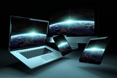 Modern dijital gümüş teknik cihaz 3d render