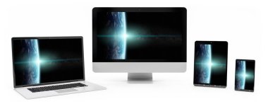 Modern dijital gümüş teknik cihaz 3d render