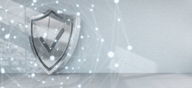 Kalkan kutsal kişilerin resmi iç bağlantıları 3d render ile