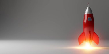 Modern dijital roket 3D render başlatılması