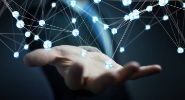 Uçan ağ topları bağlantı 3B oluşturmayı kullanarak Businesman