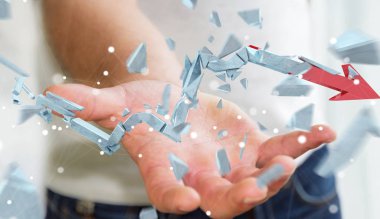 İşadamı kırık kriz ok 3d render ile