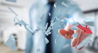 İşadamı kırık kriz ok 3d render ile