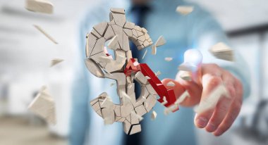 Dolar Döviz Alım 3d render patlayan ile iş adamı