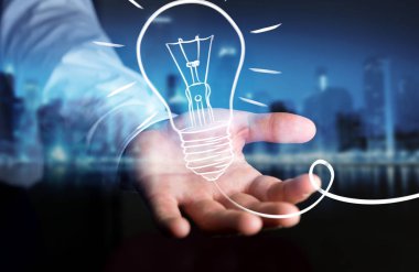 Bir kroki ampul tutan işadamı