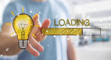 Holding ve yükleme kroki dokunmadan işadamı