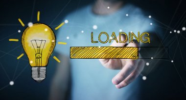 Holding ve yükleme kroki dokunmadan işadamı