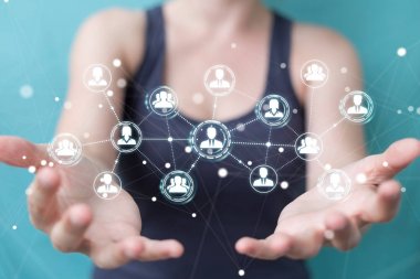 Sosyal ağ bağlantısı 3B oluşturmayı kullanarak iş kadını