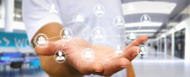 Sosyal ağ bağlantısı 3B oluşturmayı kullanarak iş adamı