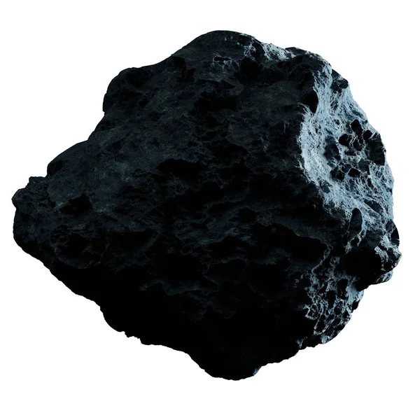 Asteroide de roca oscura aislado 3D renderizado —  Fotos de Stock