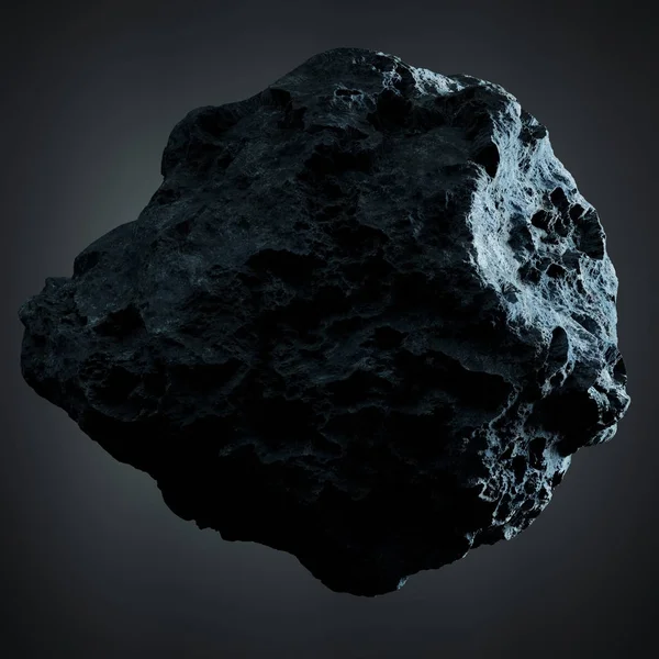 Obscur roche astéroïde isolé rendu 3D — Photo