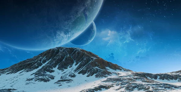 Exoplanètes dans l'espace Éléments de rendu 3D de cette image — Photo
