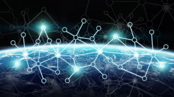 3d render bağlantılar sistem ve veri değişim gezegende toprak