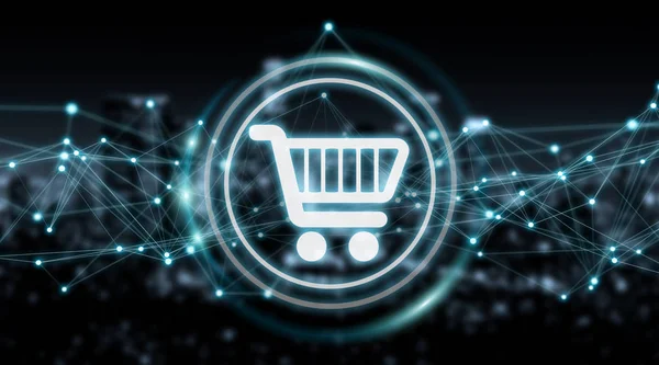 Iconos de compras digitales con conexiones 3D renderizado —  Fotos de Stock