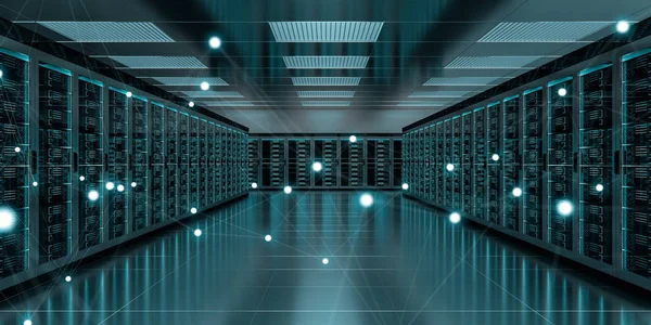Server ruimte en ondersteuning uitwisselen van cyber datas 3D-rendering — Stockfoto