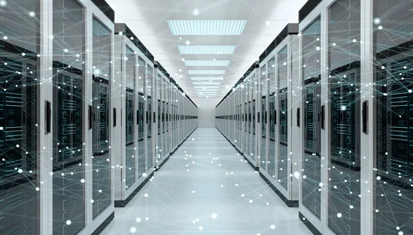 Server Room Center Austausch von Cyber-Daten 3D-Rendering — Stockfoto