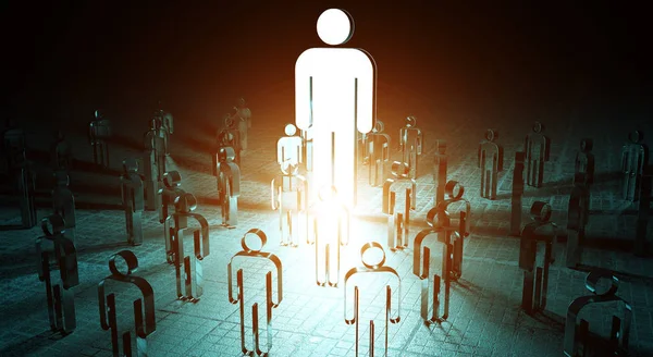 Líder iluminando a un grupo de personas 3D renderizado —  Fotos de Stock