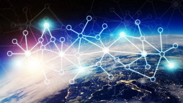 Forbindelser system og datas udvekslinger på planeten Jorden 3D gøre - Stock-foto