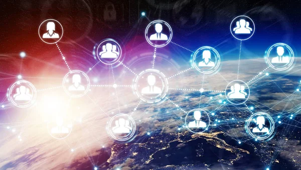 Planet Earth 3d render dijital sosyal ağ